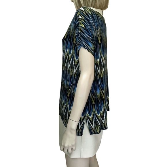 J. Jill Rayon Batwing Sleeve Poncho Design Shirt Tank Tunic Aztec Print XSP XS S - Picture 7 of 12